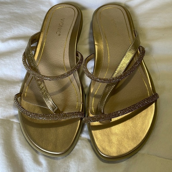 Vionic | Prism | Gold |Embellished Sandals with Delicate Straps | Size 8 - Picture 6 of 16